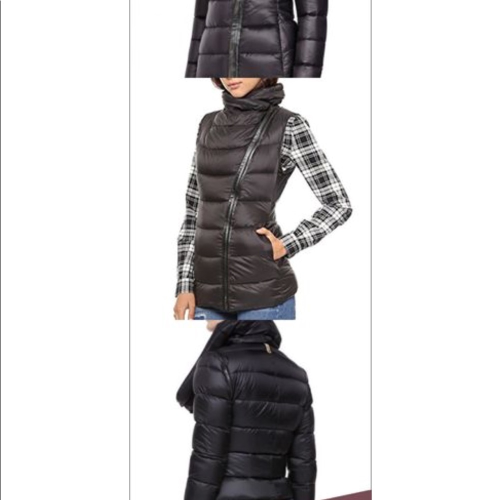 Black puffer coat and vest in one